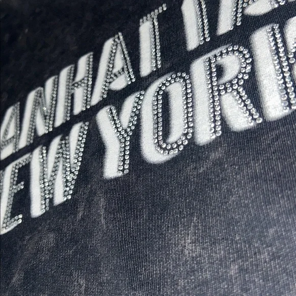 Wild Fable Manhattan New York Black Crewneck Sweater Rhinestones XXL - Picture 6 of 10
